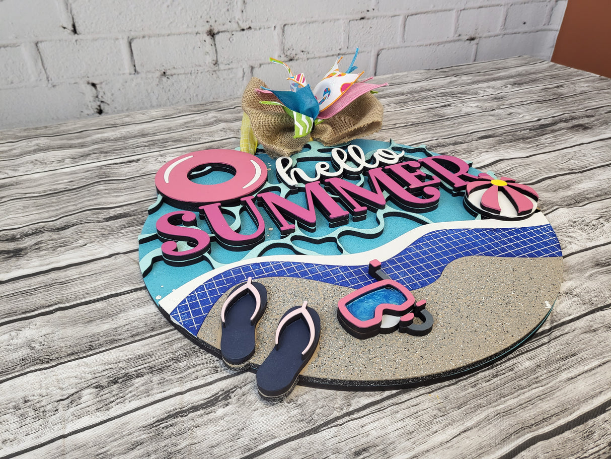 Hello Summer Pool Door Hanger - Lvl 2
