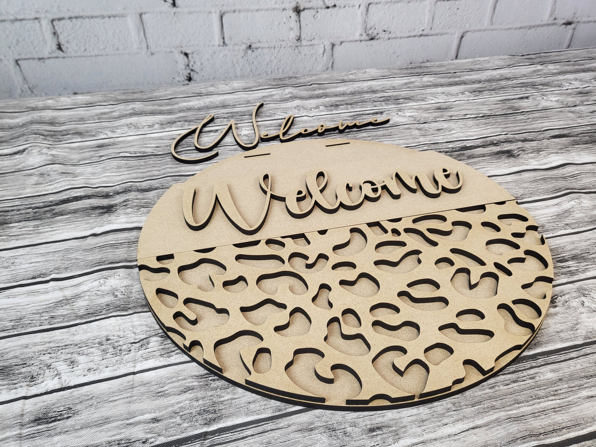 Welcome Leopard Print Bottom Door Hanger - Lvl 1