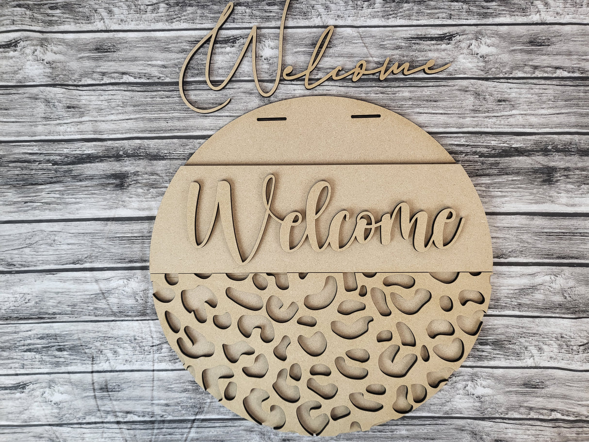 Welcome Leopard Print Bottom Door Hanger - Lvl 1
