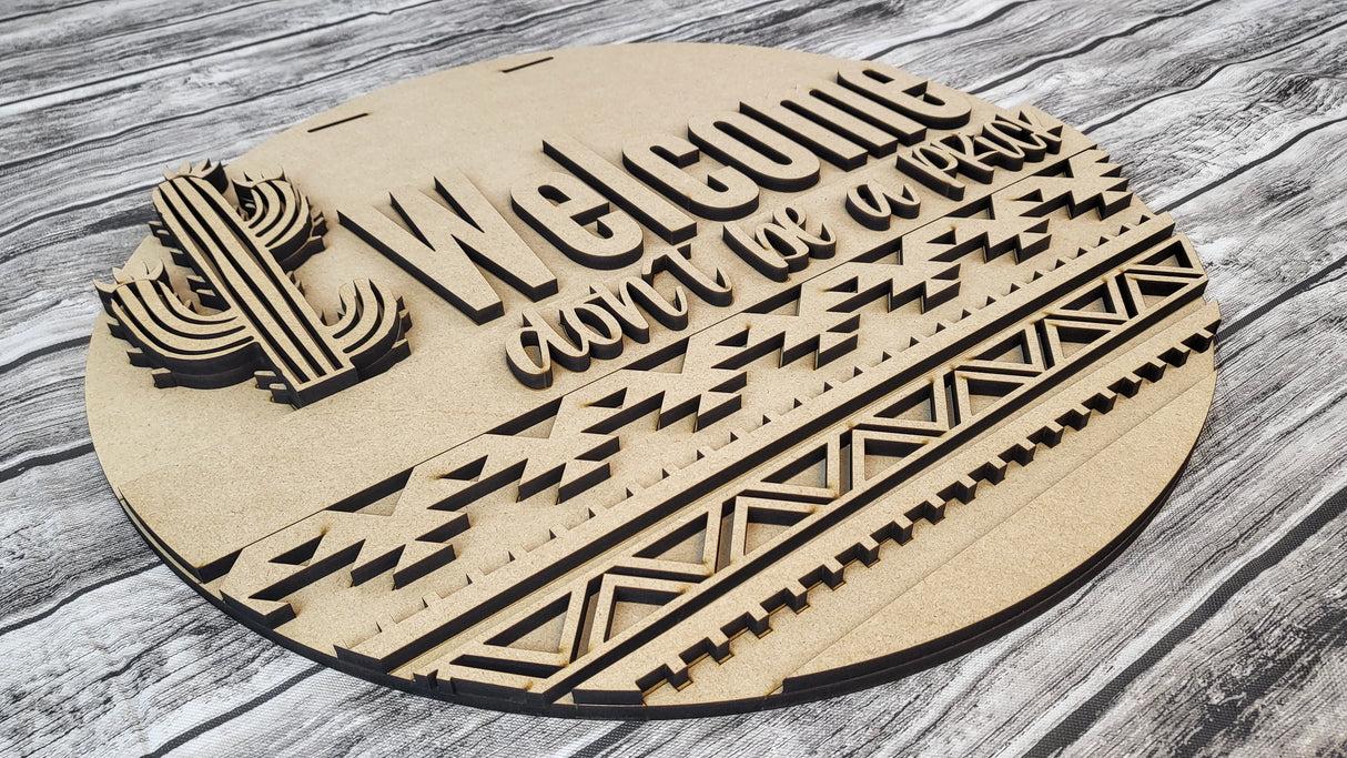 Welcome Don't Be A Prick Snarky Cactus Door Hanger - Lvl 2