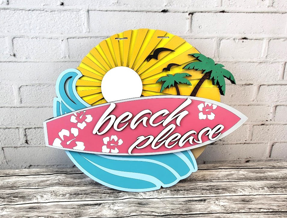 Beach Please Surfboard Door Hanger - Lvl 2