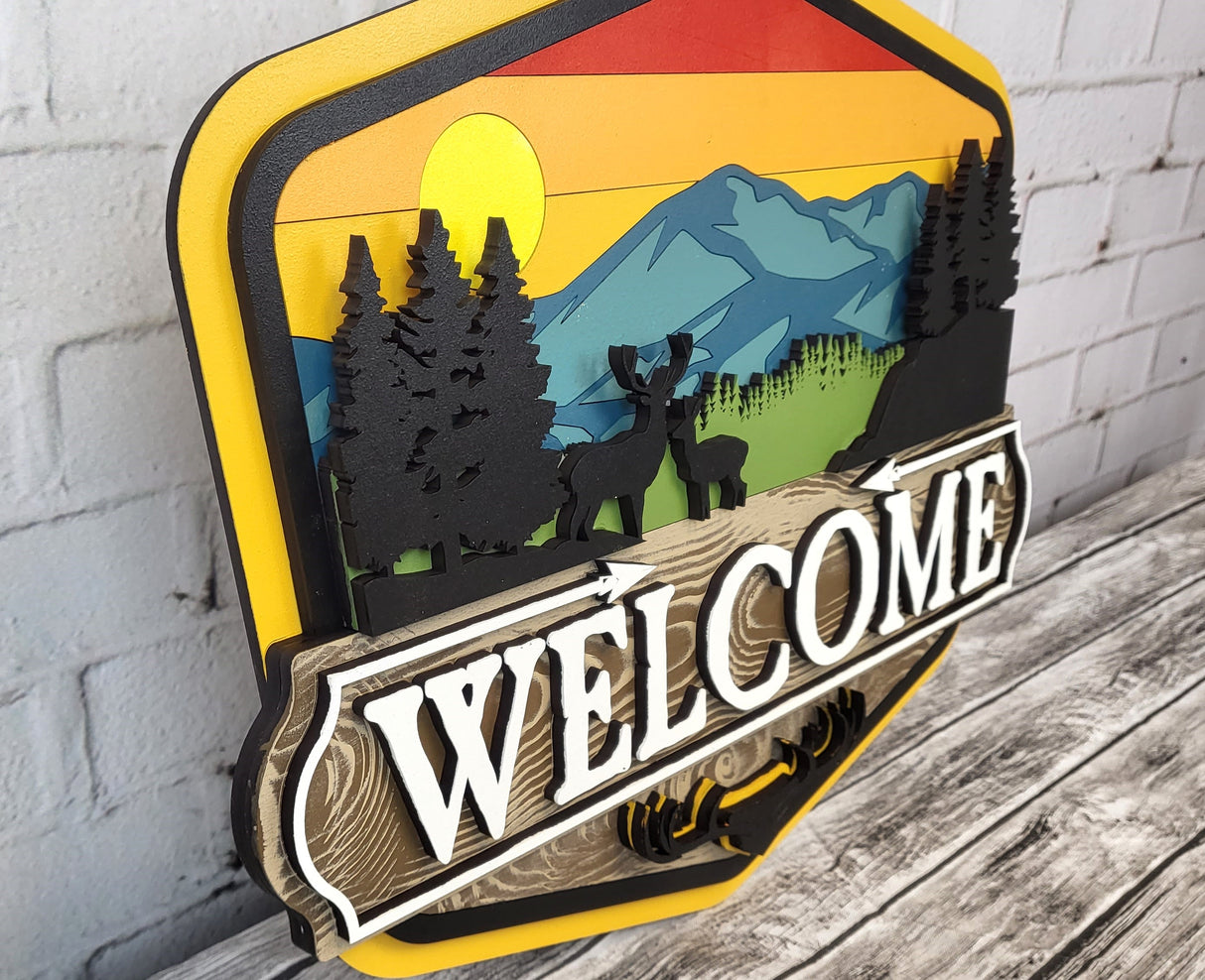 Hunting Deer Mountain Door Hanger - Lvl 3