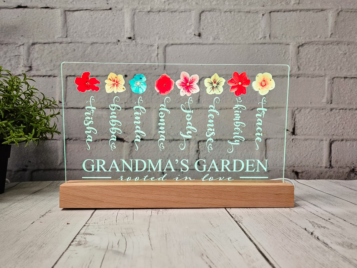 Mom Grandma Garden Acrylic LED Tabletop Stander SVG