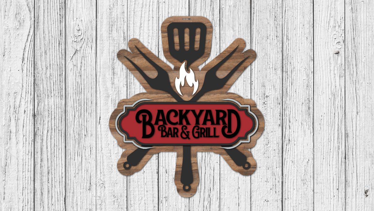Backyard Bar and Grill Door Hanger SVG