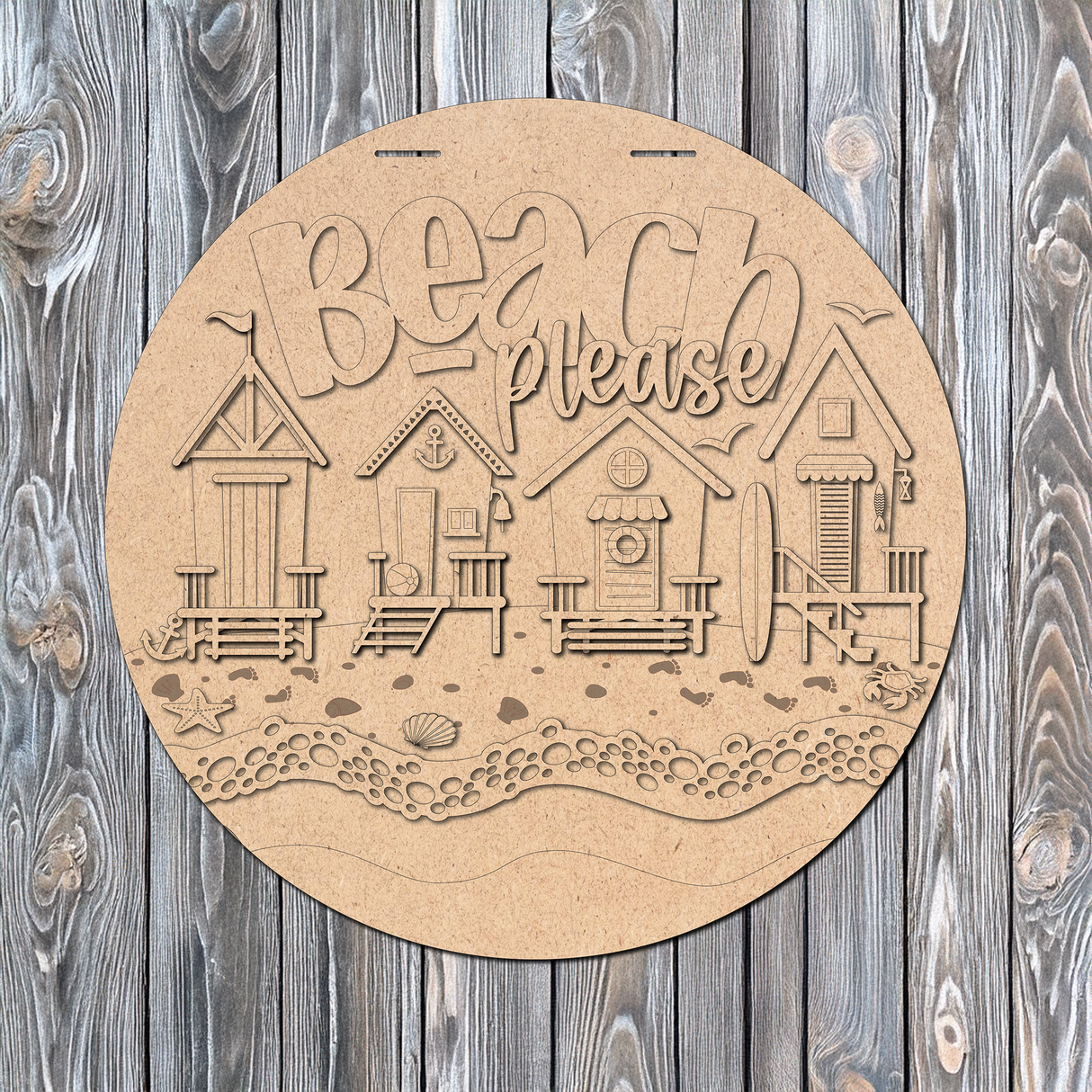 Beach Please Bungalows Door Hanger - DIY Unfinished Kit - Lvl 3