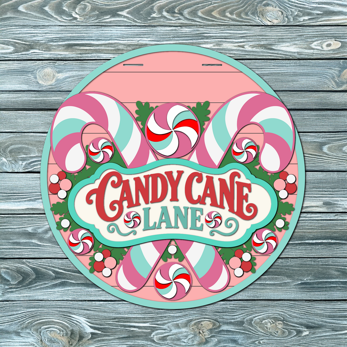 Candy Cane Lane Door Hanger SVG