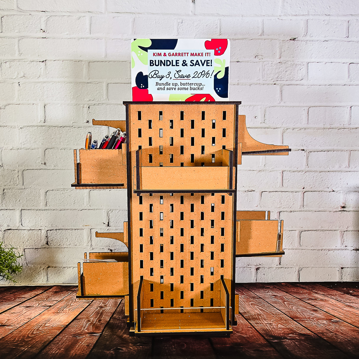 Rotating Display Rack – Portable Pegboard Organizer for Craft Shows SVG