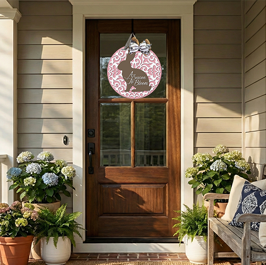 Elegant Bunny Door Hanger SVG
