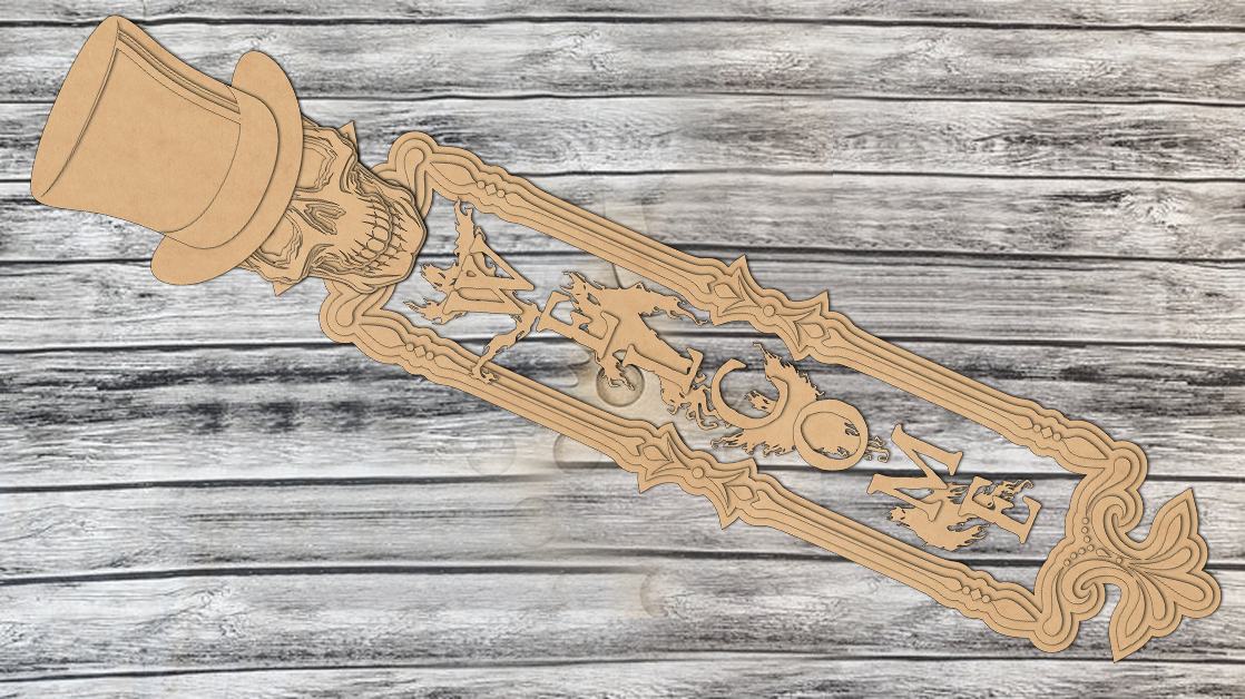 Haunted Mansion Skull Vertical Porch Leaner DIY Unfinished Kit