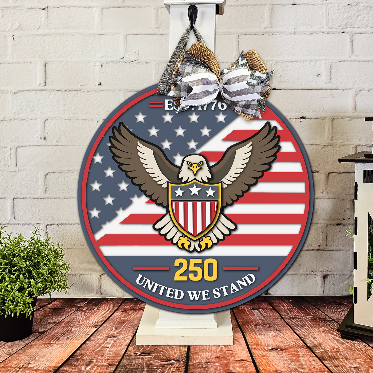 America Est 1776 Patriotic Door Hanger - LEVEL 3