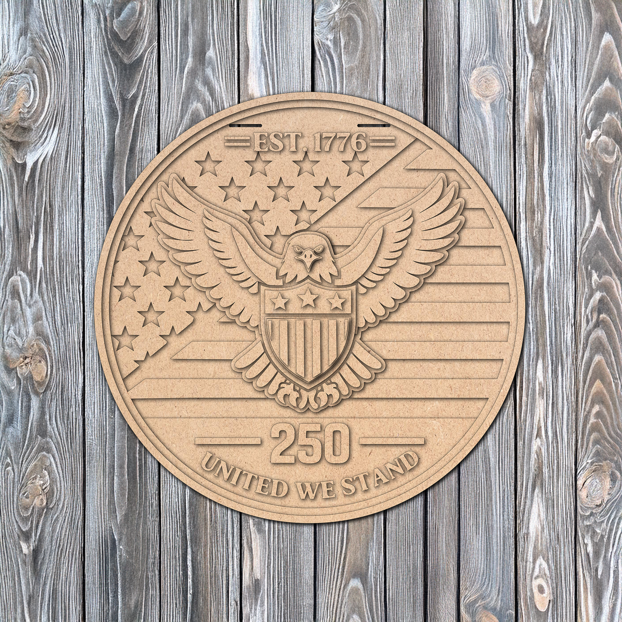 America Est 1776 Patriotic Door Hanger - DIY Unfinished Kit - Lvl 3