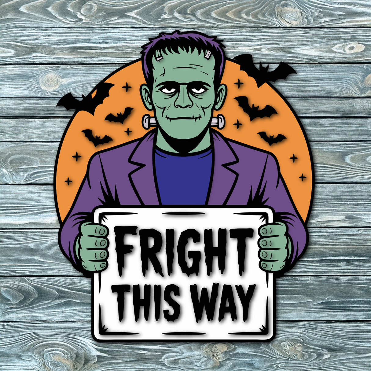 Fright This Way Frankenstein Door Hanger SVG