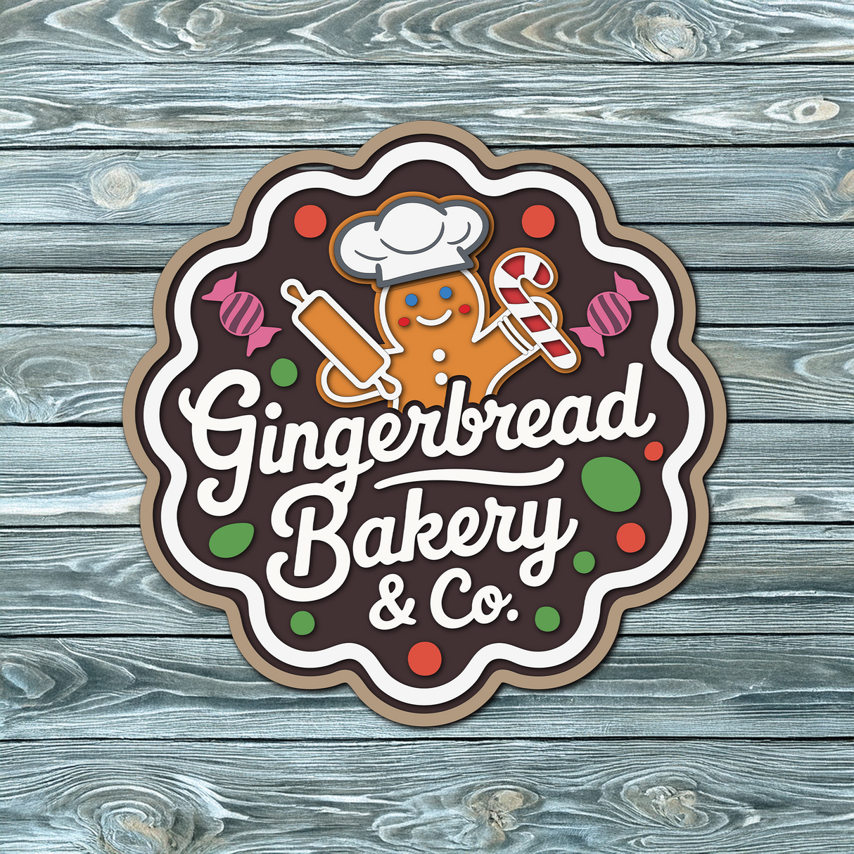 Gingerbread Bakery and Co Door Hanger SVG