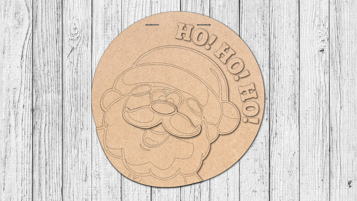 HO HO HO Santa Face Door Hanger - DIY Unfinished Kit - Lvl 2