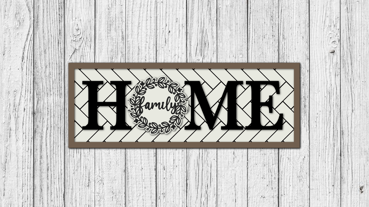 Master It Exclusive! HOME the family Wreath Herringbone Sign SVG