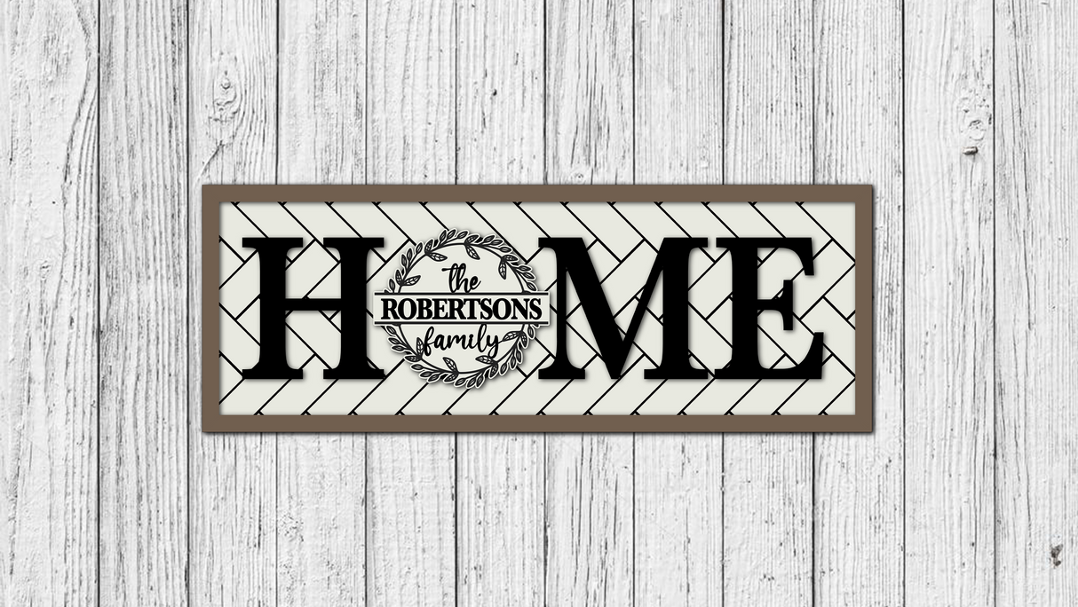 Master It Exclusive! HOME the family Wreath Herringbone Sign SVG