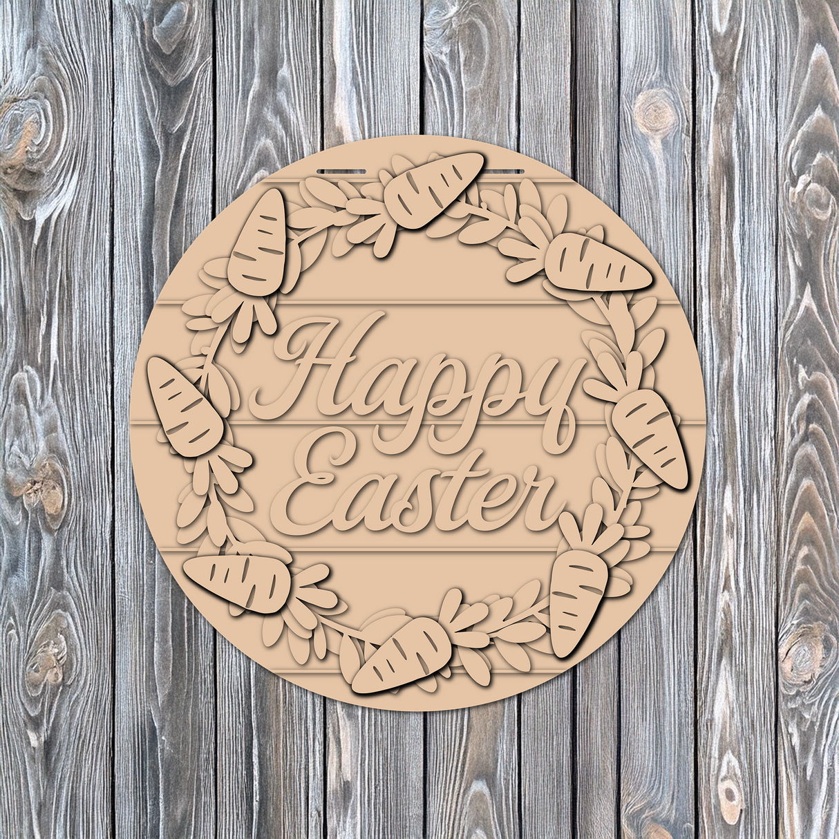 Happy Easter with Carrots Wreath Door Hanger - DIY Unfinished Kit - Lvl 2