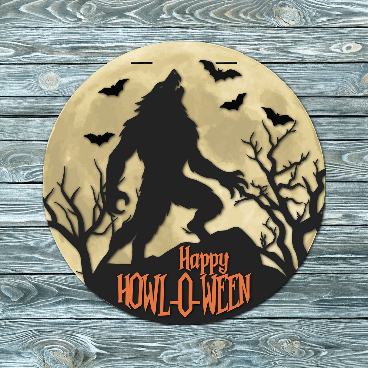 Happy Howl-O-Ween Werewolf Door Hanger SVG
