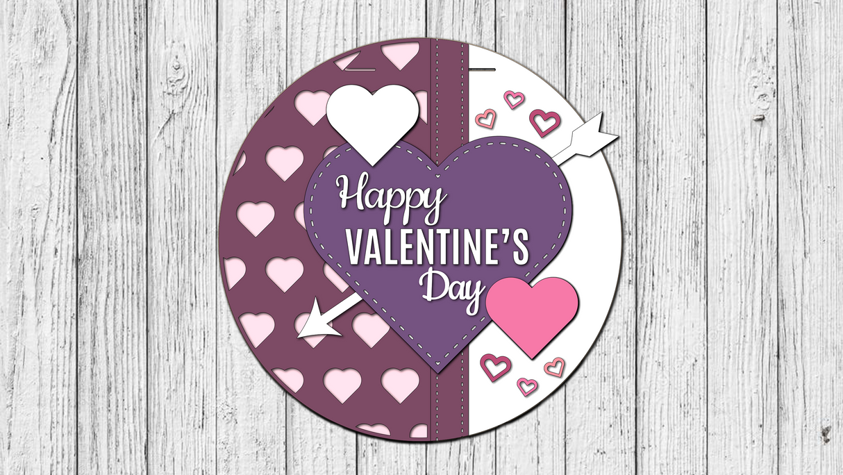 Happy Valentines Day Hearts Arrow Door Hanger - Finished