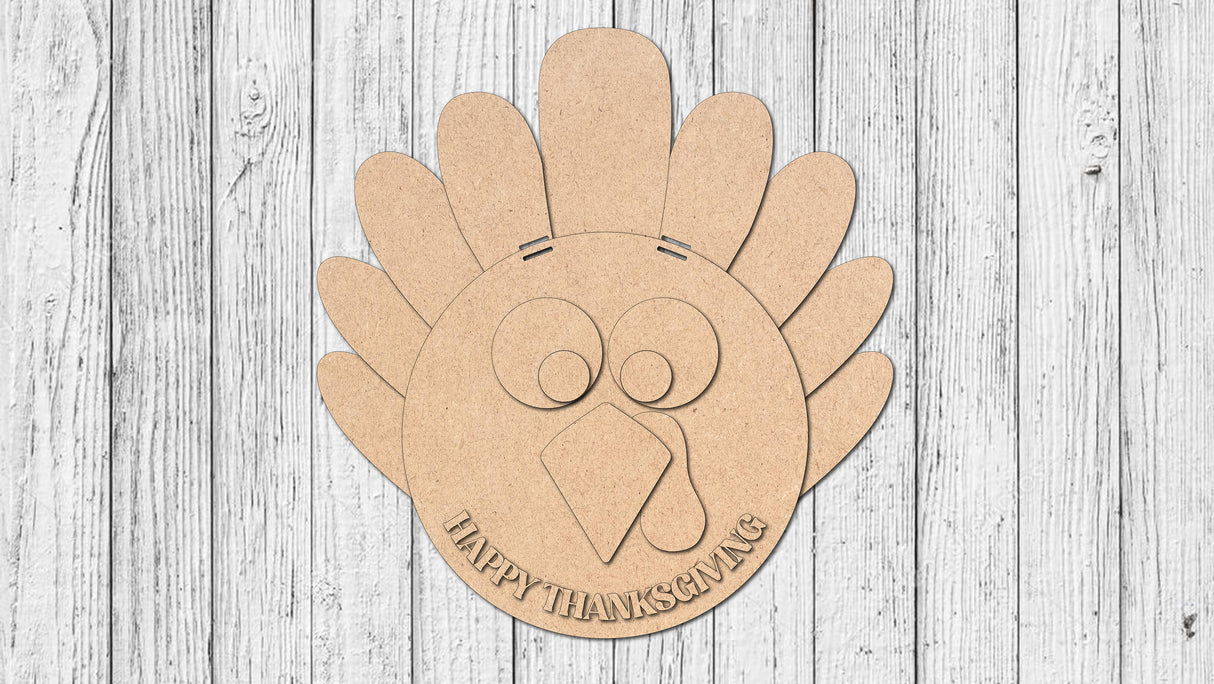 Happy Thanksgiving Turkey Door Hanger - DIY Unfinished Kit - Lvl 2