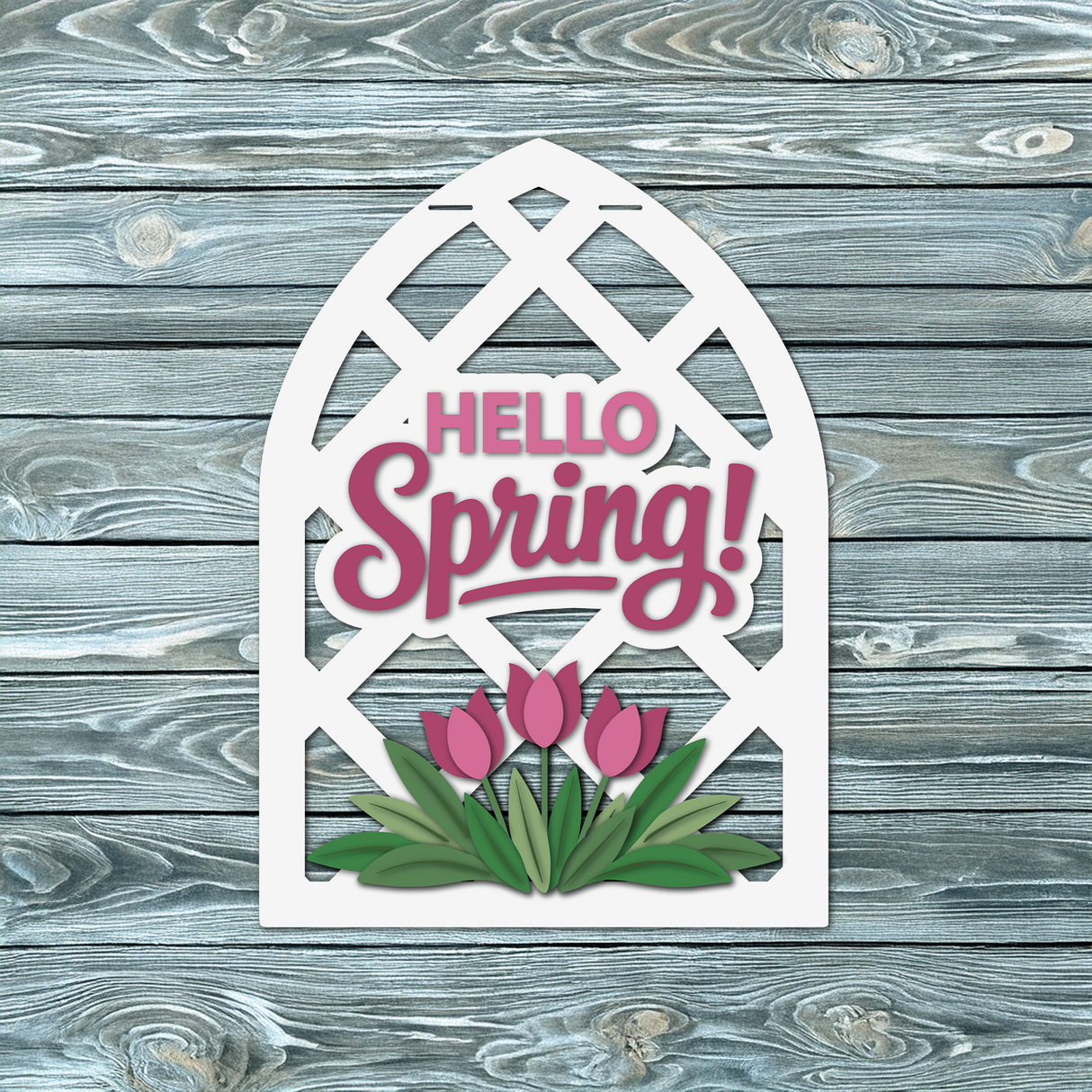 Hello Spring Arch Door Hanger SVG