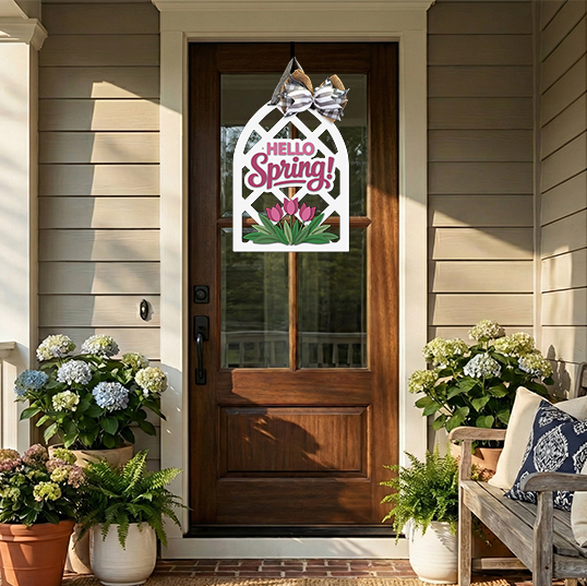 Hello Spring Arch Door Hanger SVG
