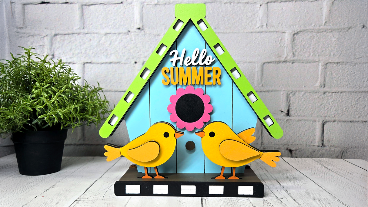 Master It Exclusive: Hello Summer Birdhouse and Birds Tabletop Stander SVG