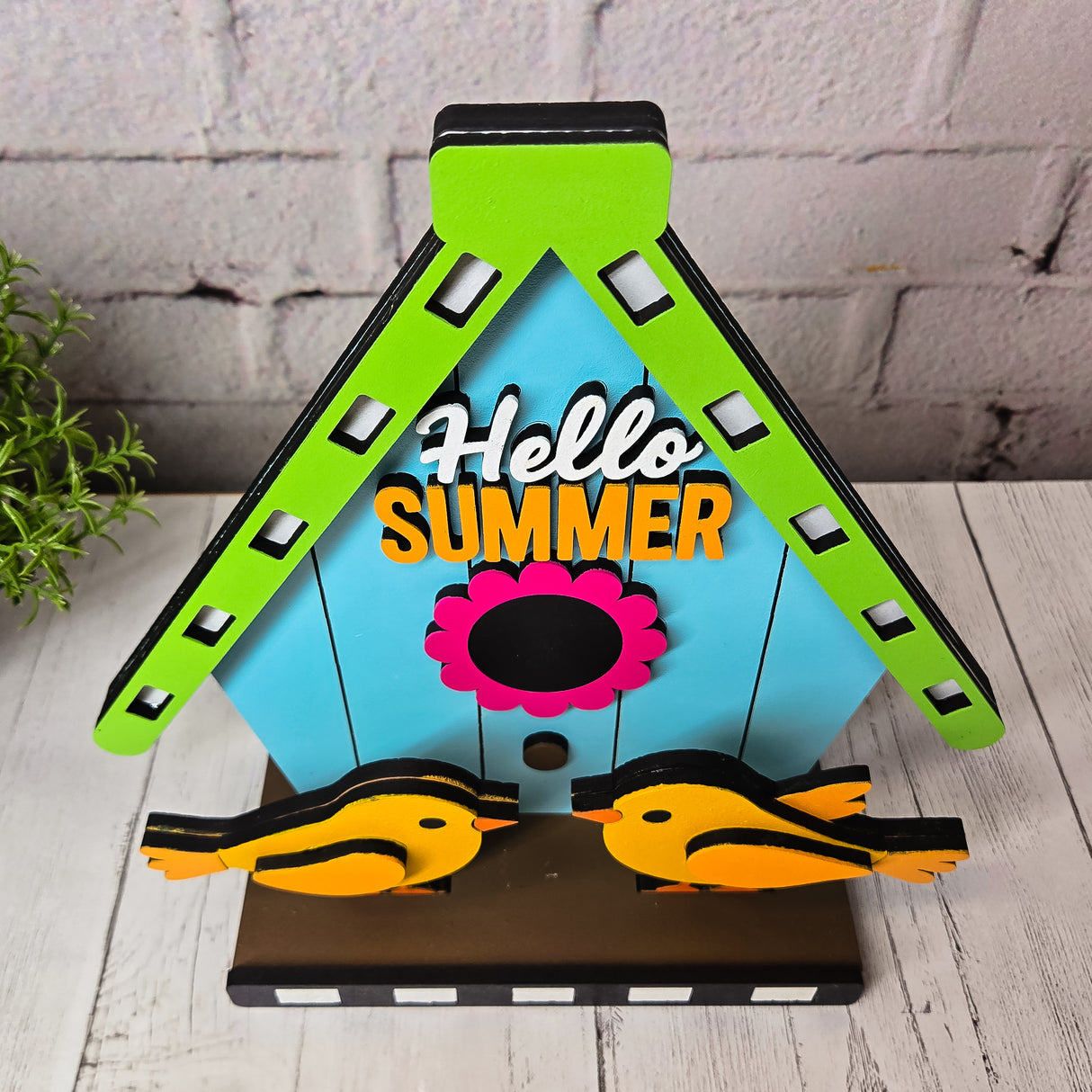 Master It Exclusive: Hello Summer Birdhouse and Birds Tabletop Stander SVG