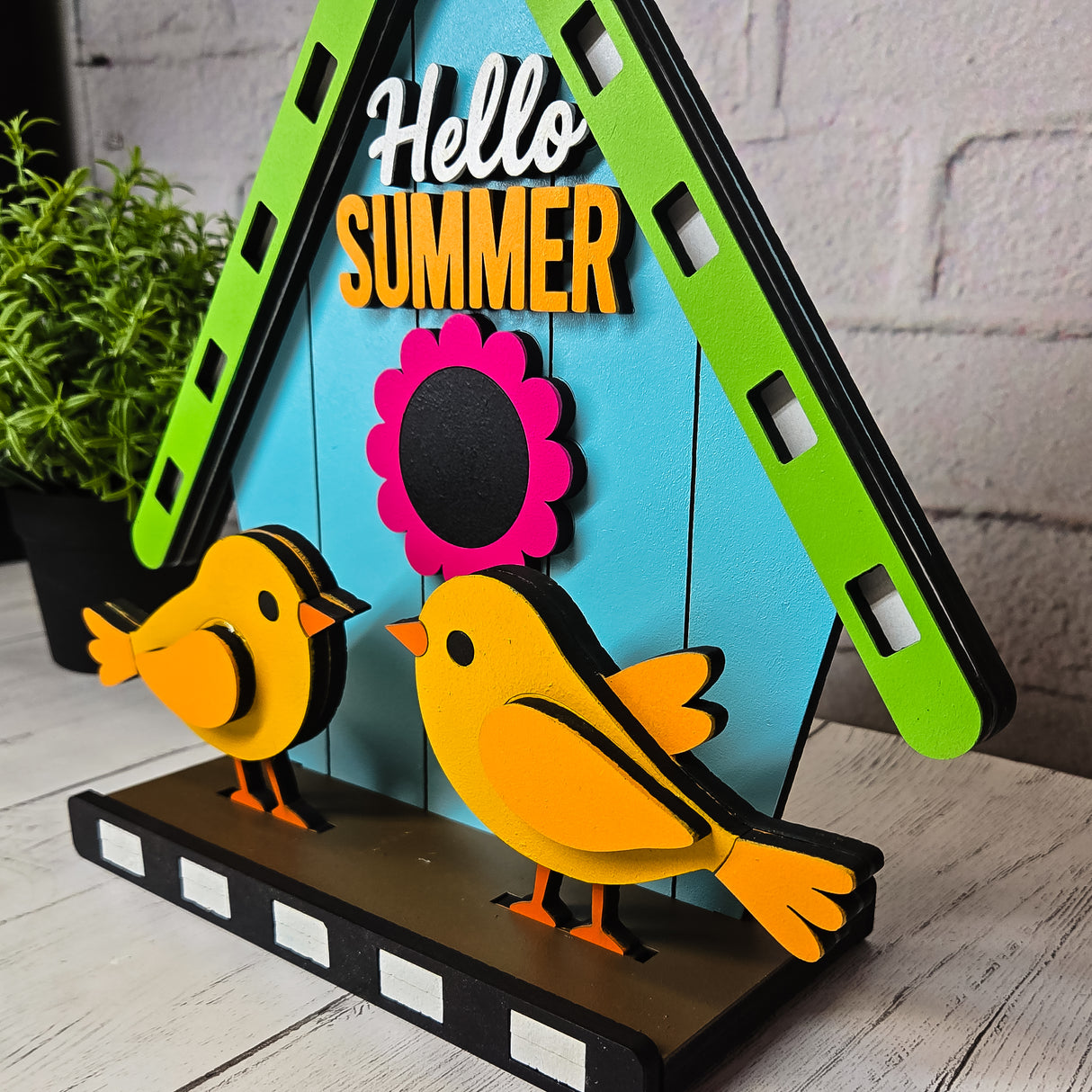 Master It Exclusive: Hello Summer Birdhouse and Birds Tabletop Stander SVG