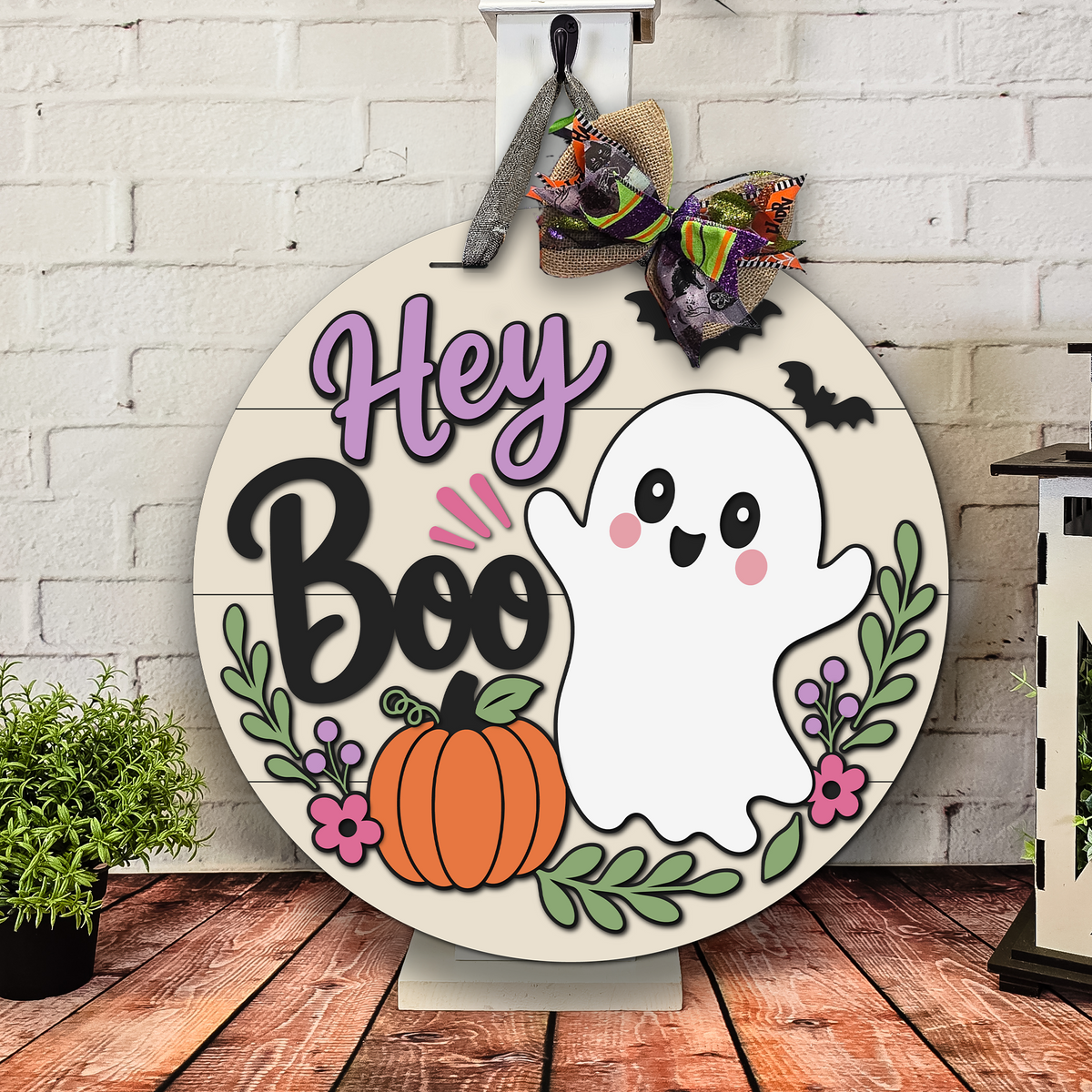 Hey Boo Cute Ghost Door Hanger - DIY Unfinished Kit - Lvl 2