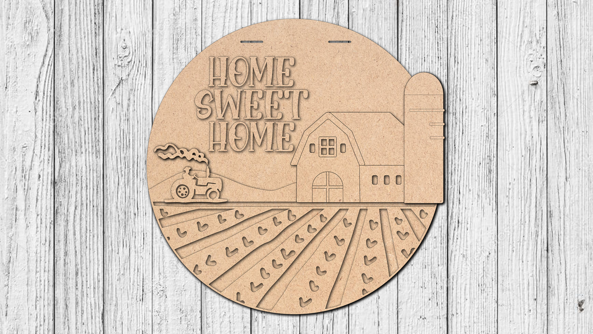 Home Sweet Home Farm Door Hanger - DIY Unfinished Kit - Lvl 2