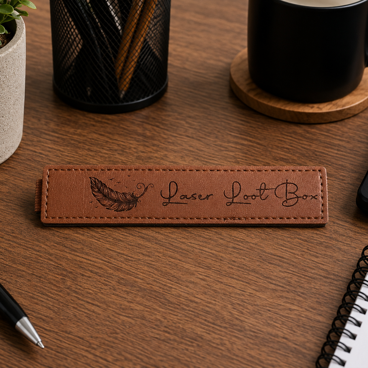 Laserable Leatherette Pen Sleeve Blank | Elastic Notebook Pen Holder