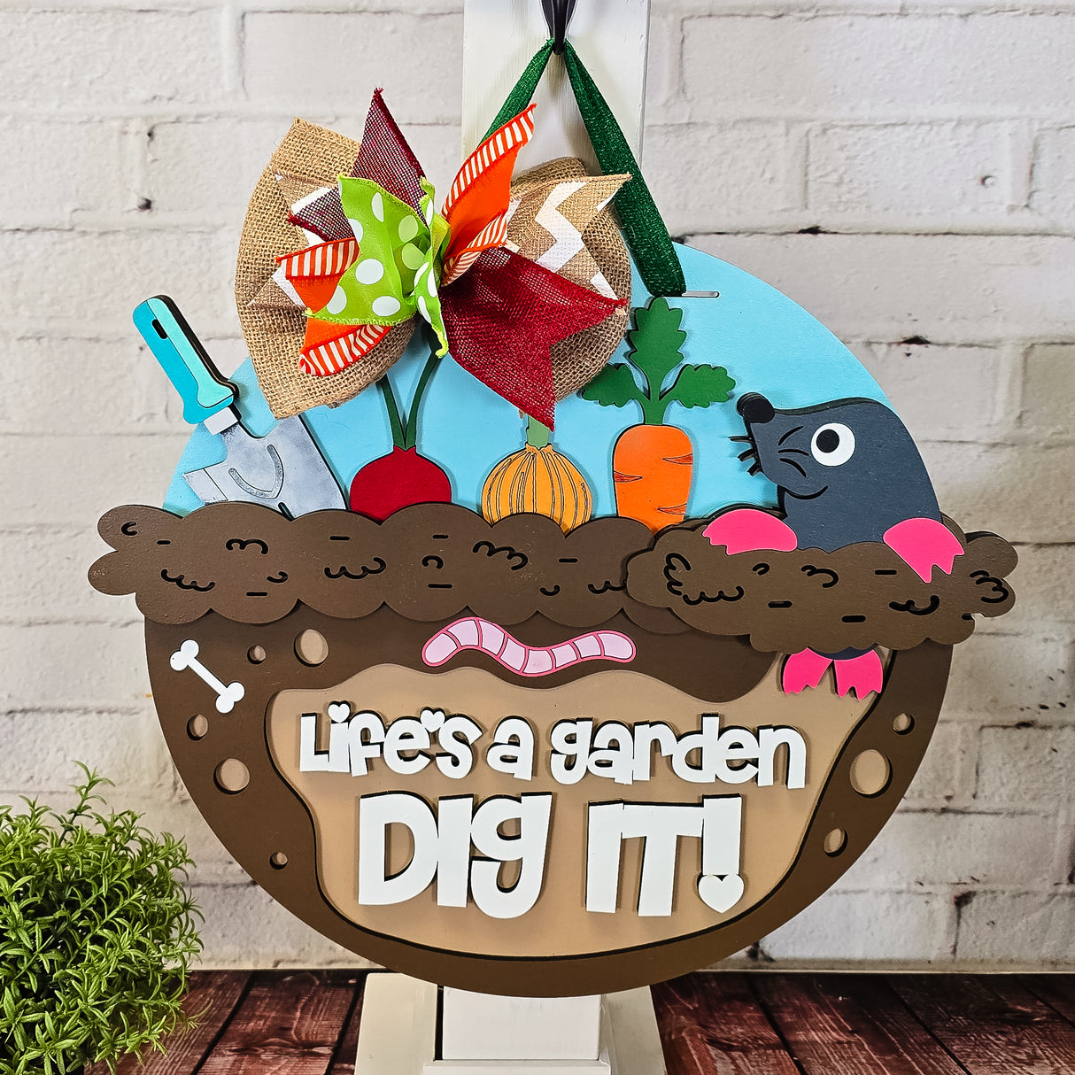 Life's a Garden Dig It! Mole Door Hanger - Finished