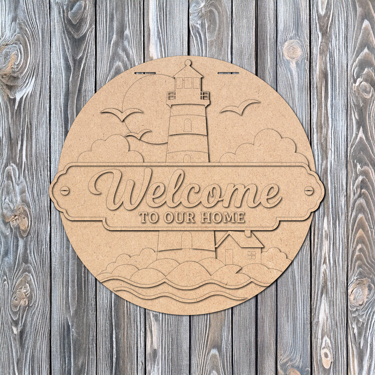 Welcome to our Home Lighthouse Door Hanger - DIY Unfinished Kit - Lvl 2