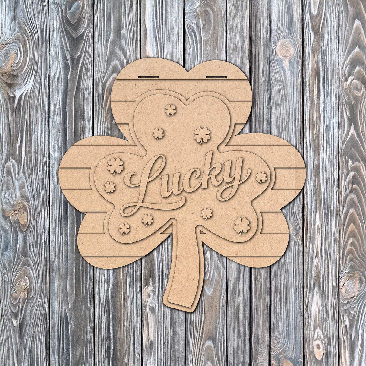 Lucky Shamrock Door Hanger - DIY Unfinished Kit - Lvl 1