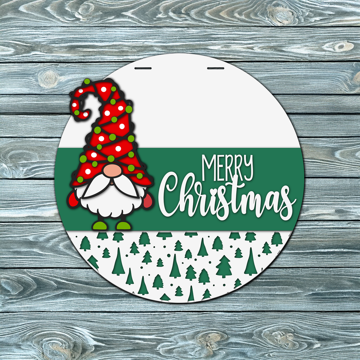 Merry Christmas Gnome Trees Door Hanger SVG