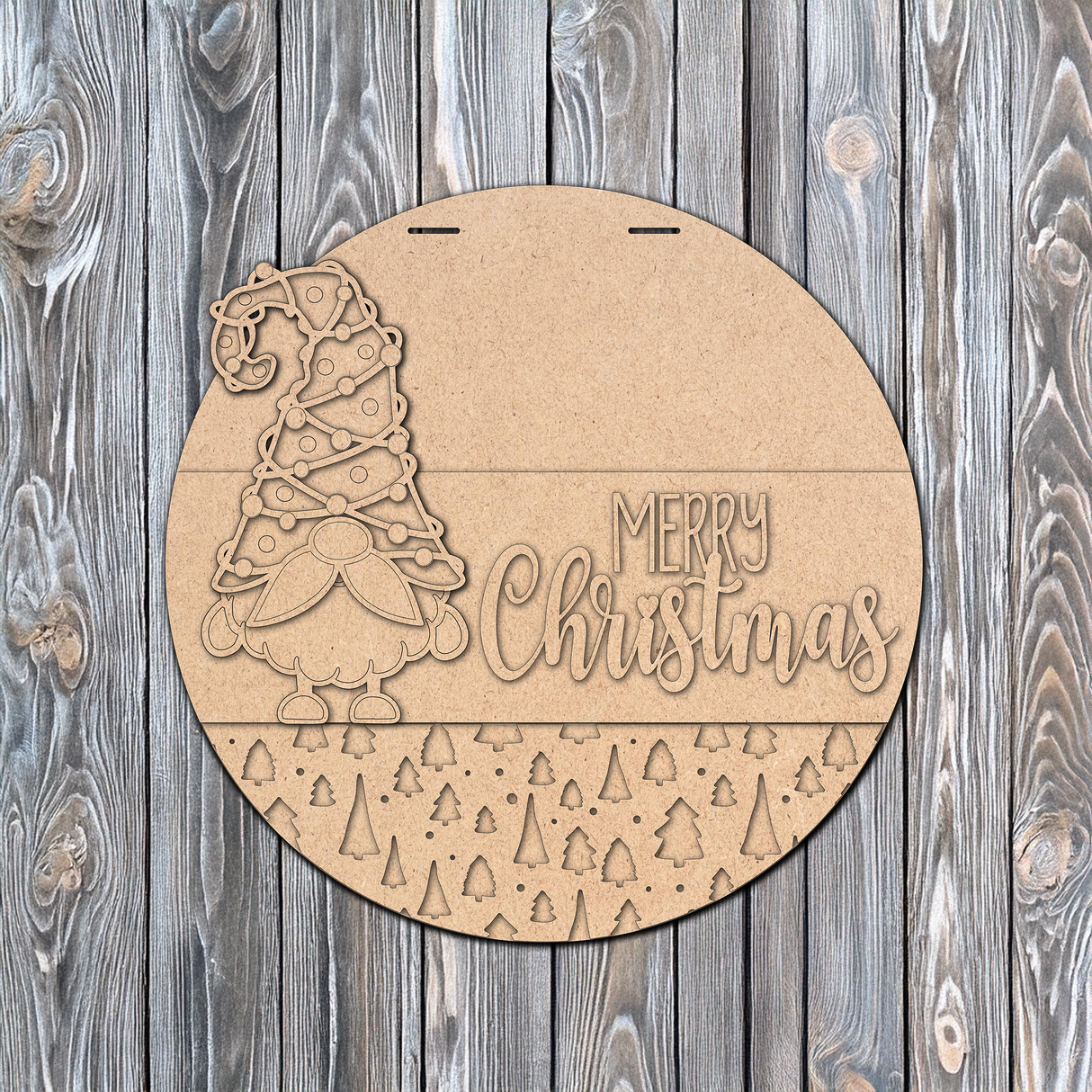 Merry Christmas Gnome Trees Door Hanger - DIY Unfinished Kit - Lvl 2