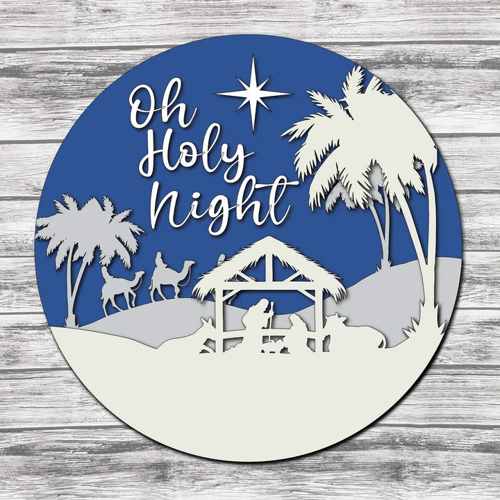 Oh Holy Night Nativity Scene Door Hanger SVG