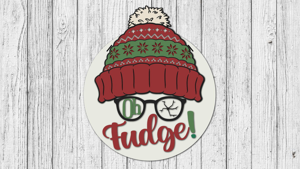 Oh Fudge Christmas Story Door Hanger Wreath - Ralphie Hat store Doorhanger - Christmas Story Wreath