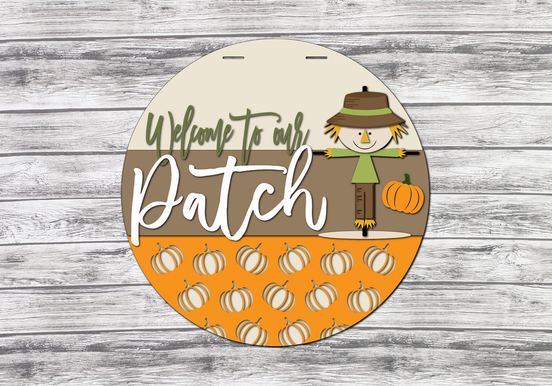 Welcome to our Patch Scarecrow Door Hanger SVG