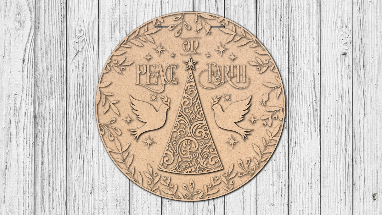 Peace On Earth Door Hanger - DIY Unfinished Kit - Lvl 1