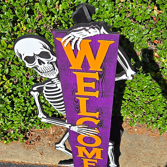 Welcome Skeleton 4ft Tall Porch Leaner - DIY Unfinished Kit - Lvl 3