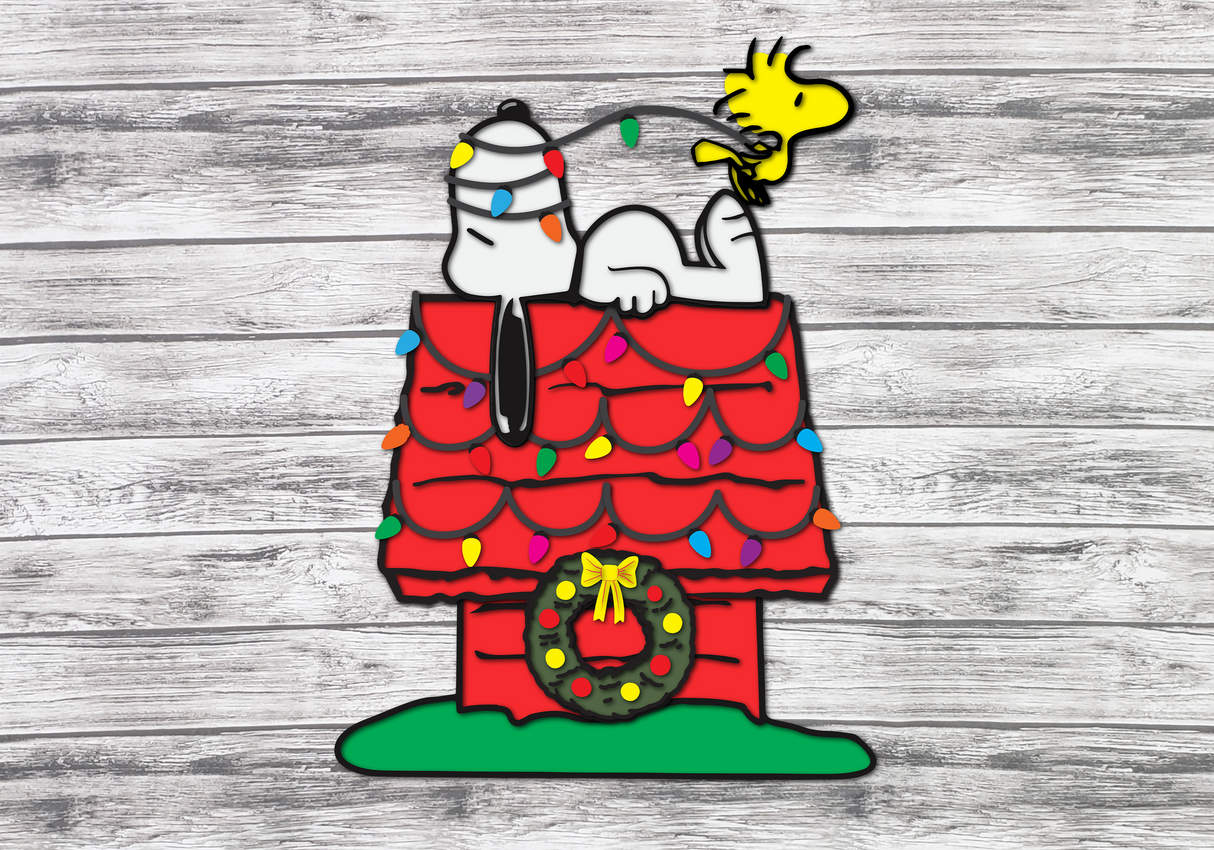 Snoopy Christmas Lights Door Hanger - LEVEL 3