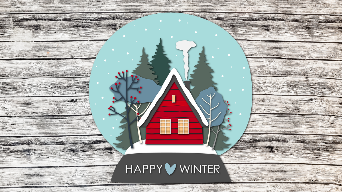 Snow Globe Happy Winter House Door Hanger - LEVEL 3