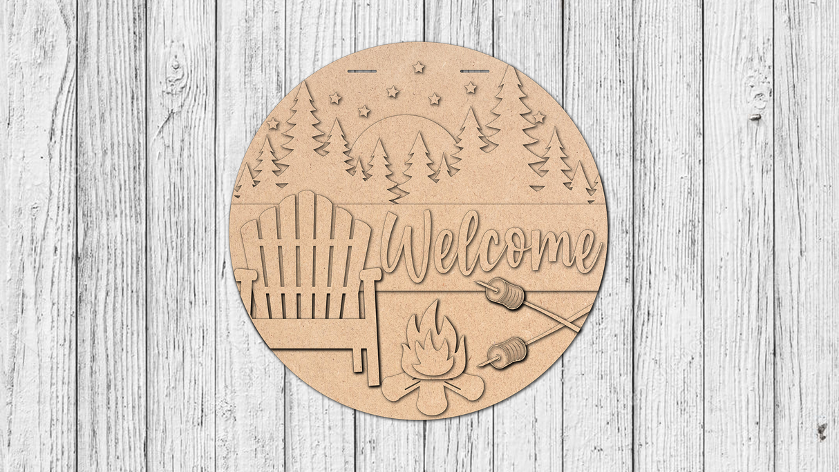 Starry Nights & Campfires Door Hanger - DIY Unfinished Kit - Lvl 2