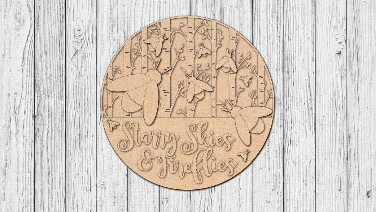 Starry Skies and Fireflies Door Hanger - DIY Unfinished Kit - Lvl 2