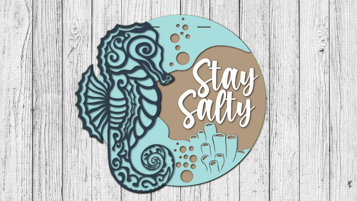 Stay Salty Seahorse Door Hanger SVG