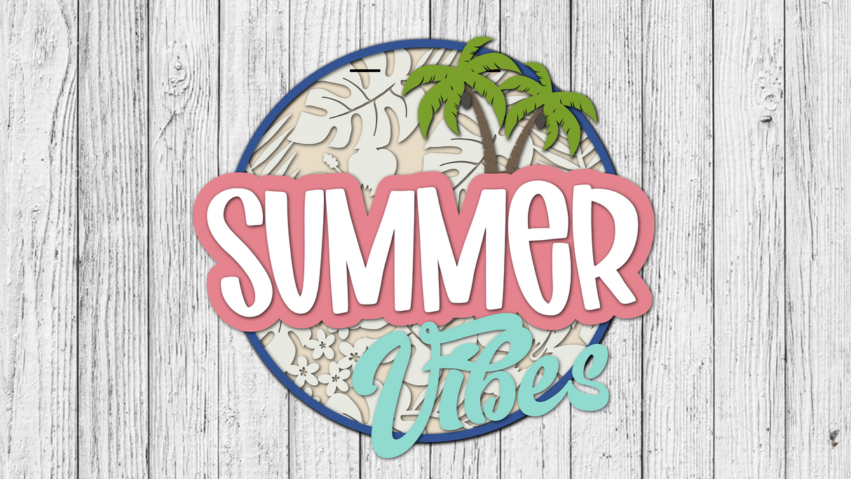Summer Vibes Tropical Pattern Door Hanger