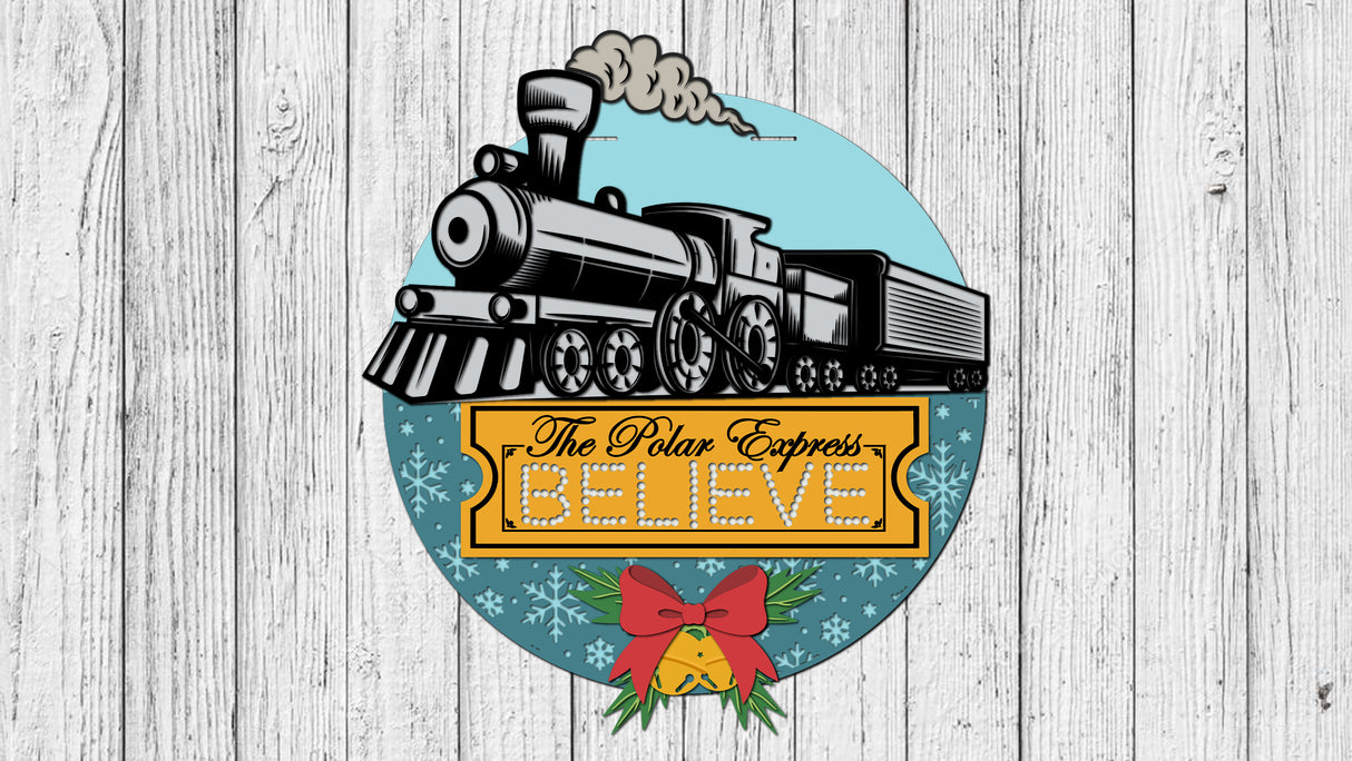The Polar Express BELIEVE Door Hanger - Finished