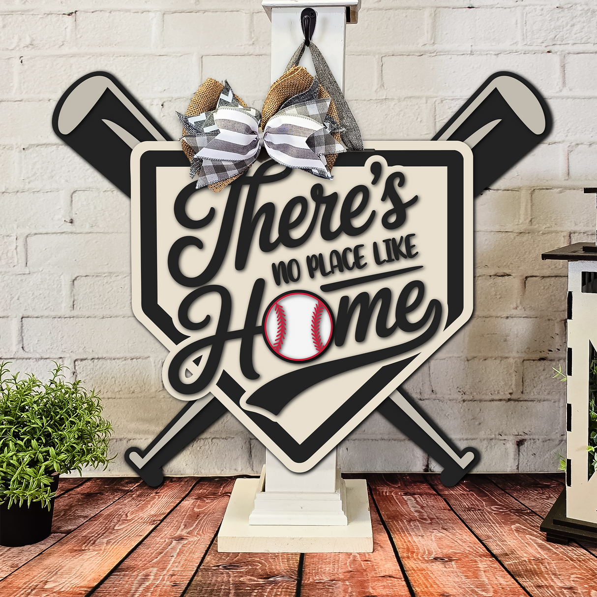 There's No Place Like Home Baseball Bats Door Hanger SVG